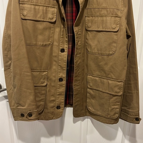 J.Crew Factory men’s brown button down chore jacket flannel lined size Large - Picture 5 of 10